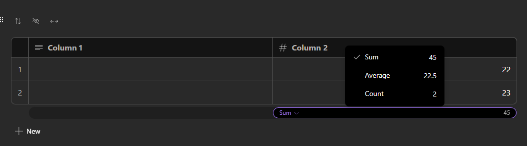 Number column type